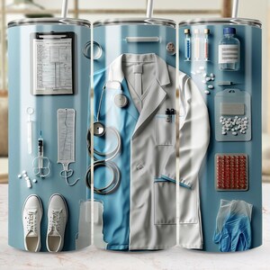 Doctor Essentials Tumbler Wrap PNG – Medical Worker Straight Tapered Design – Healthcare Professional Digital Download – PNG Design – Timele