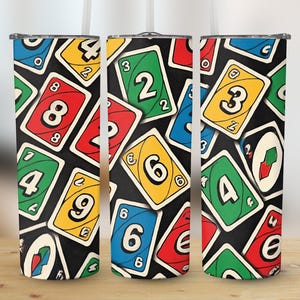 Uno-kaarten beker wrap ontwerp, 20oz magere beker png, leuk bekerontwerp, commercieel gebruik digitale download, cadeau idee Uno-spel