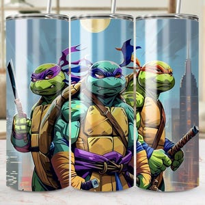 TMNT Tumbler Wrap: Cartoon Design - 20 oz Skinny Tumbler (Digital Download, Commercial Use PNG)