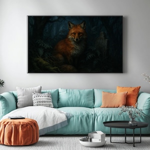 The Fox That Waits – Gothic Forest Fox Art Print - Dark Cottagecore