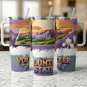 Tennessee Tumbler Wrap: Volunteer State Design, 40oz PNG (Digital Download)