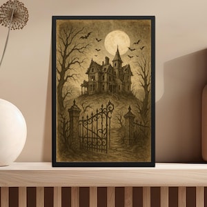 Haunted Mansion Art Print: Spooky Gothic Victorian Home Decor