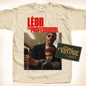 Leon The Professional V1 T shirt Tee Natural Vintage Cotton Movie Poster Beige All Sizes S M L XL 2X 3X 4X 5X