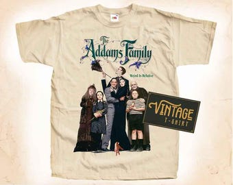 The Addams Family V1 T shirt Tee Natural Vintage Cotton Movie Poster Beige All Sizes S M L XL 2X 3X 4X 5X