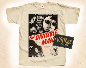 The Invisible Man V2 T shirt Tee Natural Vintage Cotton Movie Poster Beige All Sizes S M L XL 2X 3X 4X 5X
