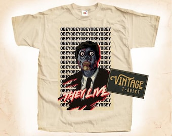 They Live T shirt Tee Natural Vintage Cotton Movie Poster Beige All Sizes S M L XL 2X 3X 4X 5X