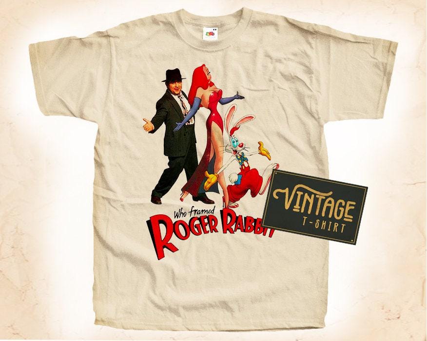 Who Framed Roger Rabbit V3 T shirt Tee Natural Vintage Cotton Movie Poster Beige All Sizes S M L XL 2X 3X 4X 5X