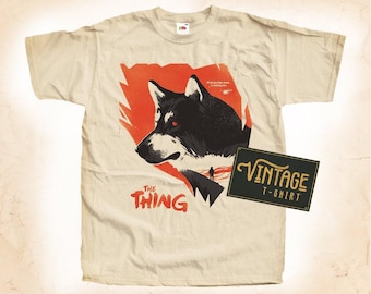 The Thing V1 T shirt Tee Natural Vintage Cotton Movie Poster Beige All Sizes S M L XL 2X 3X 4X 5X
