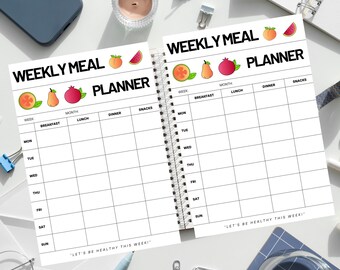 Minimalist Illustrative Weekly Meal Planner, Weekly Meal planner and shopping list printable, Meal prep and grocery list, Digital Download