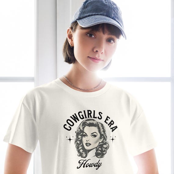 Cowgirl era woman's crop top, cowgirl tee, cowgirl-shirt, rodeo tee, western inspired tee, country festival tee, girly tee, howdy tee,
