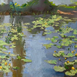 Water Lilies Water Landscape Original Oil Painting