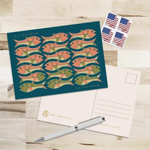 Lachs Run Postkarte
