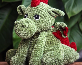 Draken Doris - Virkmönster på svenska, Amigurumi, Instant Download, PDF