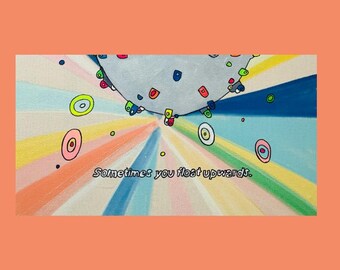 A veces flotas hacia arriba: pintura sobre lienzo de 30 x 55 cm de la serie cinematográfica "Obscure Movie Stills" de Jonny Detiger