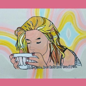 He&#39;s Cute, But he is not Brad Pitt :  12&quot;x22&quot; Painting On Canvas From the &quot;Obscure Movie Stills&quot; Cinema Series By Artist Jonny Detiger