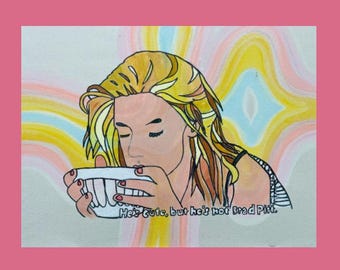 Es lindo, pero no es Brad Pitt: pintura sobre lienzo de 30 x 55 cm de la serie cinematográfica "Obscure Movie Stills" del artista Jonny Detiger