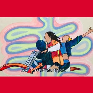 Hold On Tight 12"x22" Painting on canvas from the "Obscure Movie Stills " series by Jonny Detiger Inspired by Film Makers  around the world