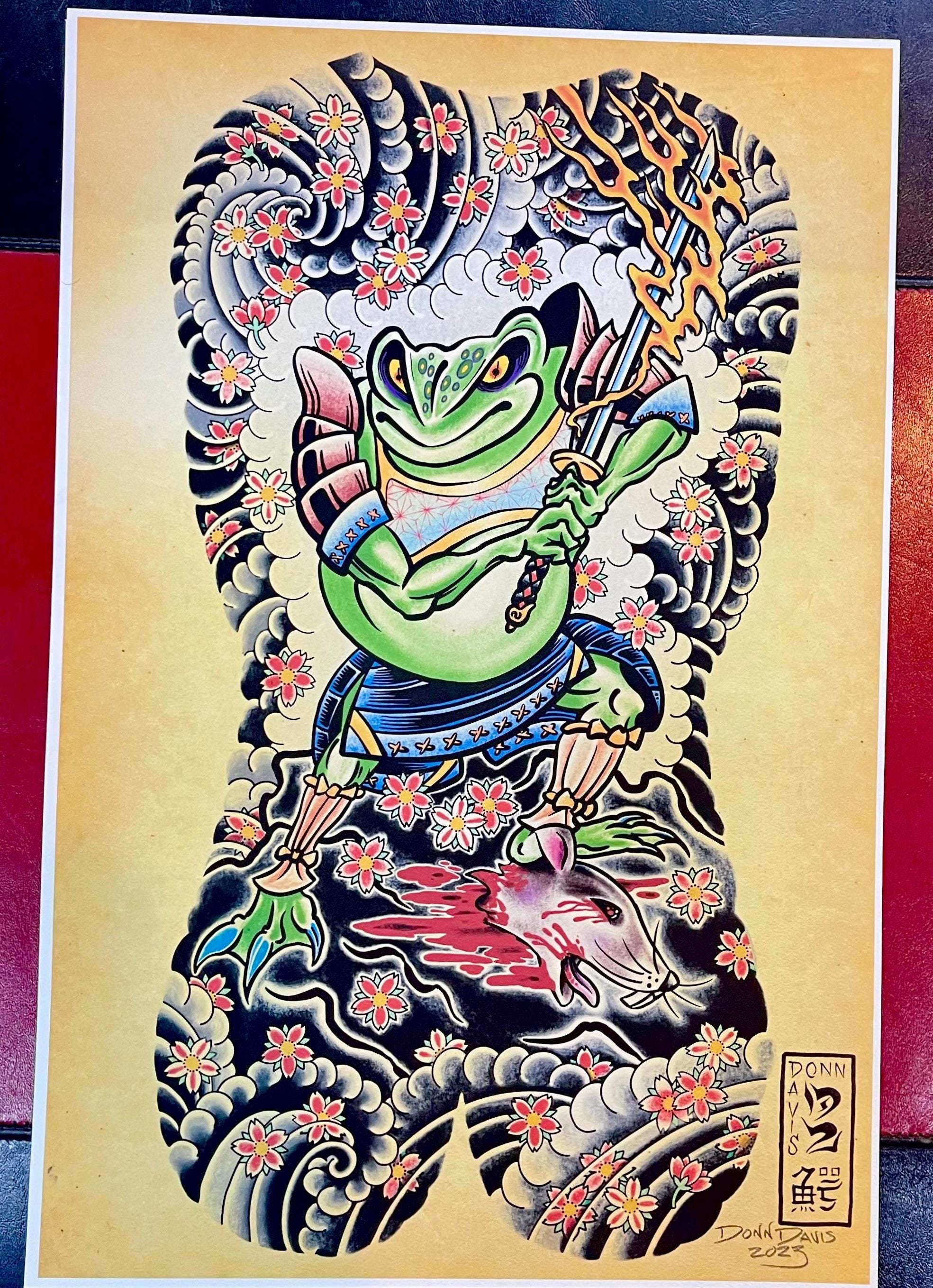 Samurai Frog Print - Etsy