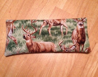 Deer Animal Spirit Eye Pillow with Rose Quartz and Leopardskin Jasper