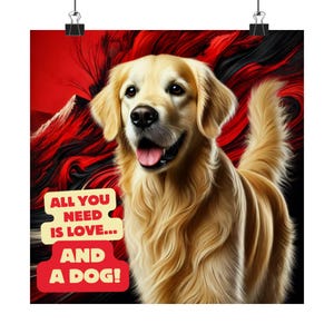 Golden Retriever Dog Breed Poster | Dog Lover Wall Art | Matte Vertical Home Decor, Pet Gift, Animal Art
