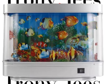 Frutiger Aero Y2K Revolving Carousel Fish Aquarium LED Desk Lamp | Aesthetic Nostalgia Vintage Fish Clownfish | Cybercore Webcore 2000s