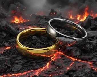 Engraved Sauron The One Ring Replica Elvish Script Ring Fantasy Jewelry Nerdy Gifts Men's  Ring Geeky Accessories Gold Silver Plated
