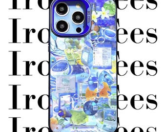 Frutiger Aero Y2K années 90 2000s Windows 98 Coque iPhone esthétique rétro thème PC Housse de téléphone nostalgique Tech Art Webcore Cybercore Aqua Utopia