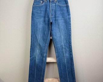 Vintage 80s USA Levi 26501 Blue Button Fly Denim Jeans 24x32