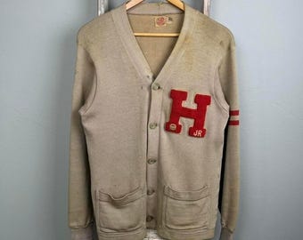 Vintage 40s Lowe Campbell Varsity Button Wool Cardigan size 36