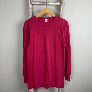 Vintage 70s Hanes Red Waffle Knit Longsleeve Thermal Shirt Large