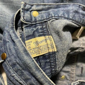 Pantalones vaqueros acampanados de mezclilla Wrangler para mujer, estilo vintage de los años 60, fabricados en EE. UU., talla 30x25, 16 imagen 6