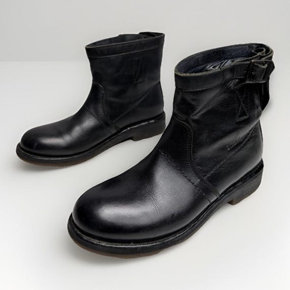 Dirk Bikkembergs, Dirk Bikkembergs Black Leather Ankle Boots Biker Buckle EU 37 US 6 Made in Italy