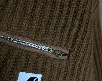Sacai X Carhartt WIP Wool Knit Chest Pocket Sweater Brown Size L