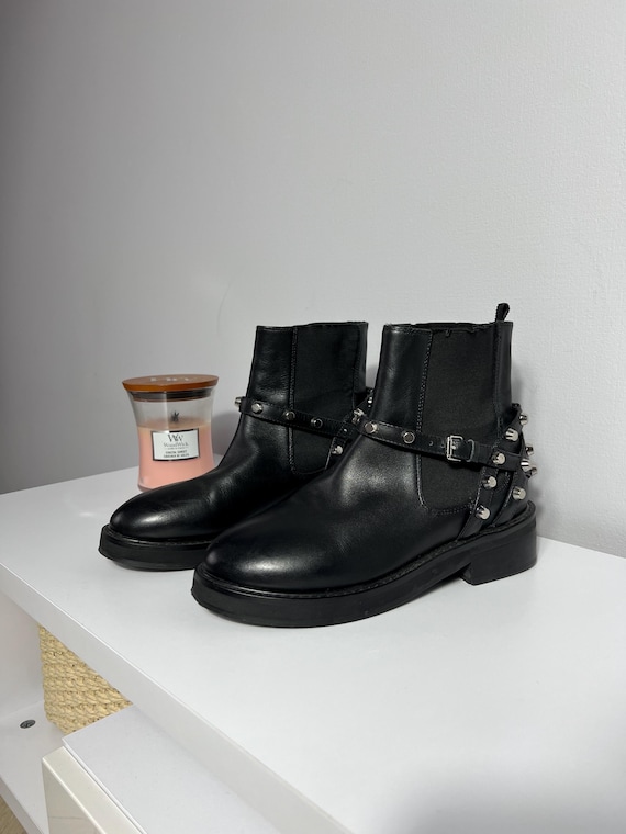 Balenciaga, BALENCIAGA high Leather Women's Black Boots Size US 6 EU 36 Luxury Made In Italy