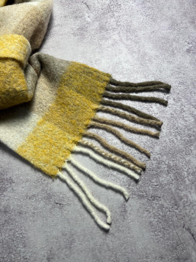 Acne Studios Rutig Ull Mohair Halsduk Rutig Fransar Flerfärgad Flerfärgad Unisex Tillverkad i Italien Logotyp bild 9