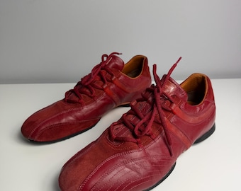 Hugo Boss Red Leather Sneakers Men’s EU 43 US 10 Designer Casual Shoes