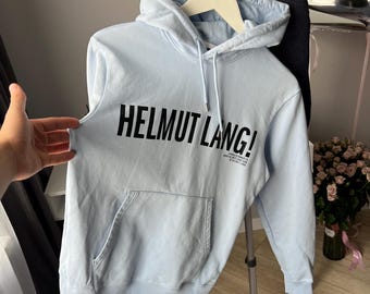 Helmut Lang Logo Print Hoodie Light Blue Size S Mens Made in