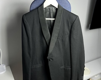 Gieves & Hawkes Savile Row Black Wool Tuxedo Dinner Jacket Slim