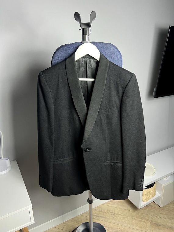 Gieves & Hawkes, Rare Vintage 70s–80s Gieves & Hawkes Black Tuxedo Blazer Jacket Mens Wool Size 36R