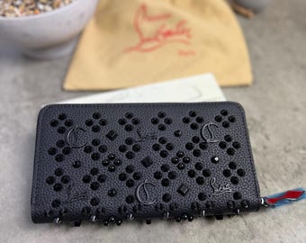 Christian Louboutin Panettone Wallet Black Studded Leather Zip