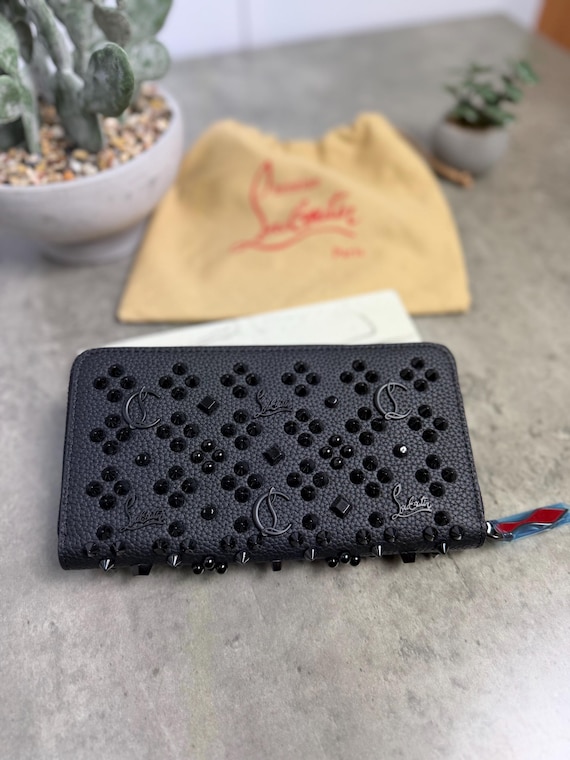 Christian Louboutin Panettone Wallet Black Studded Leather Zip