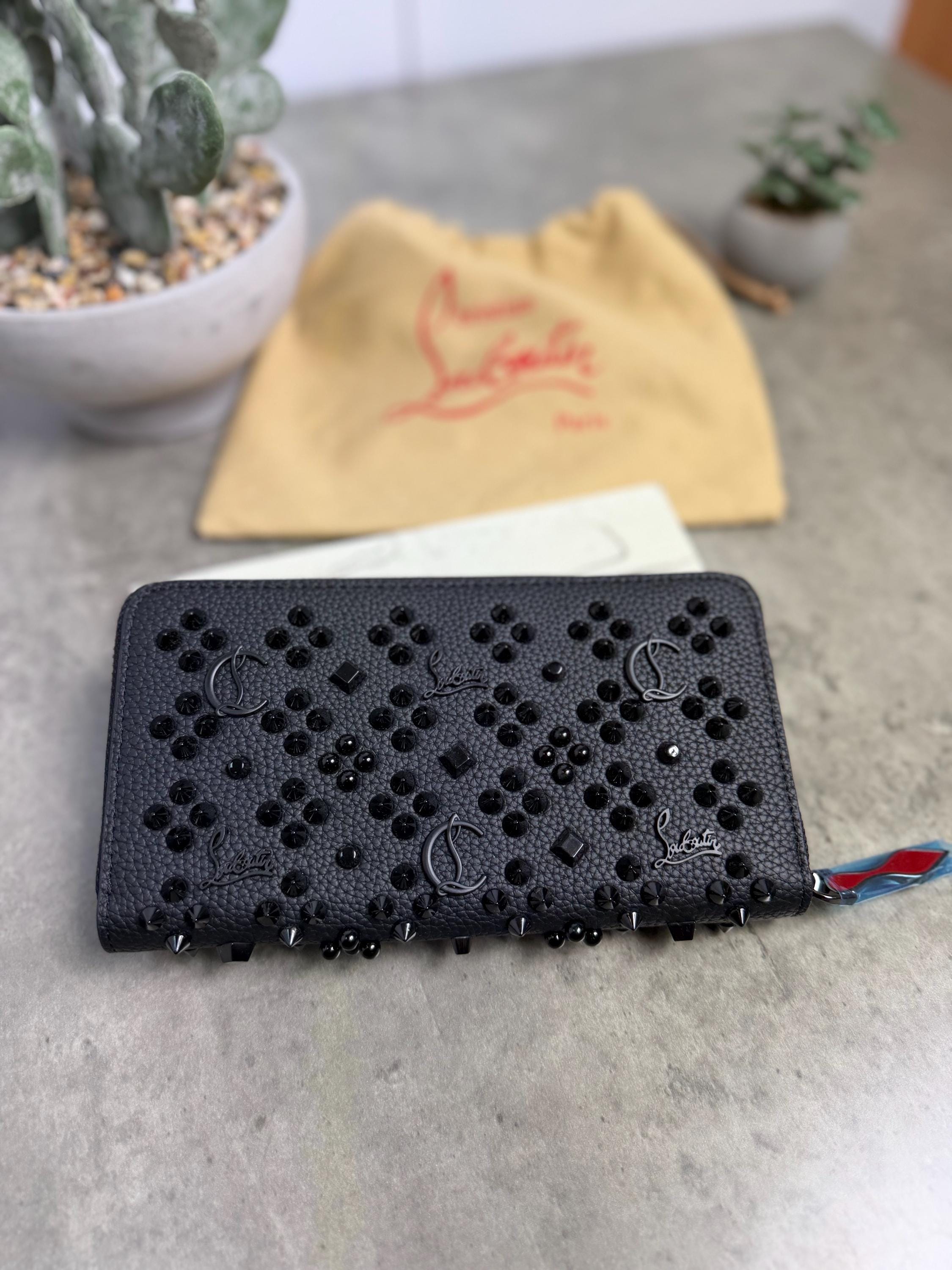 Christian Louboutin Panettone Wallet Black Studded Leather Zip