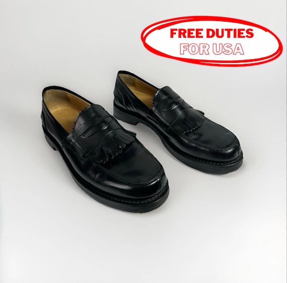 Our Legacy, Vintage Our Legacy Black Leather Loafers Shoes with Tassel Detail US 11 / EU 44 Luxury Vibram Retro