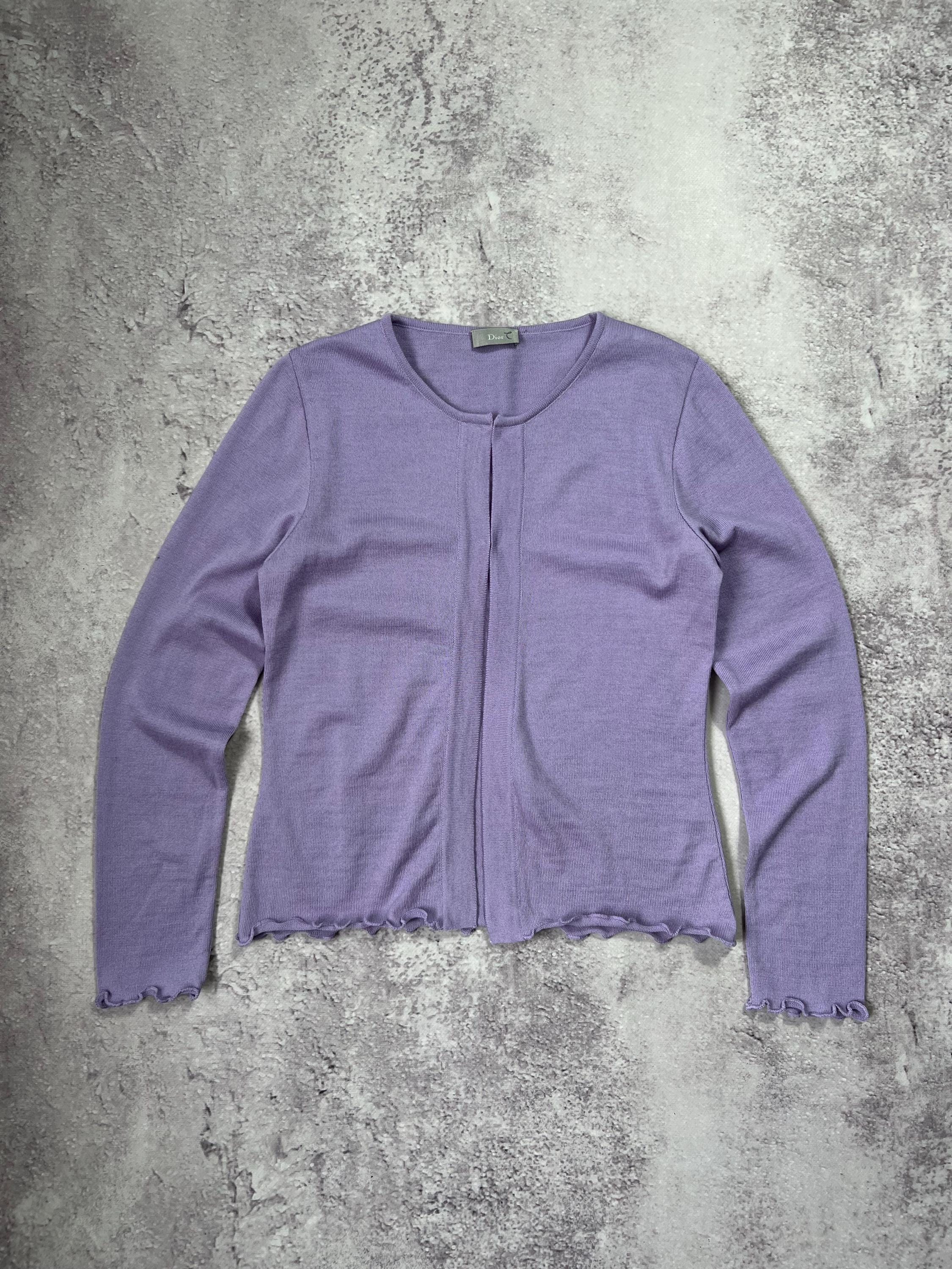 Christian Dior Monsieur, Vintage Christian Dior Purple Knit Cardigan Women’s S– Made in Italy 100% Wool Luxury