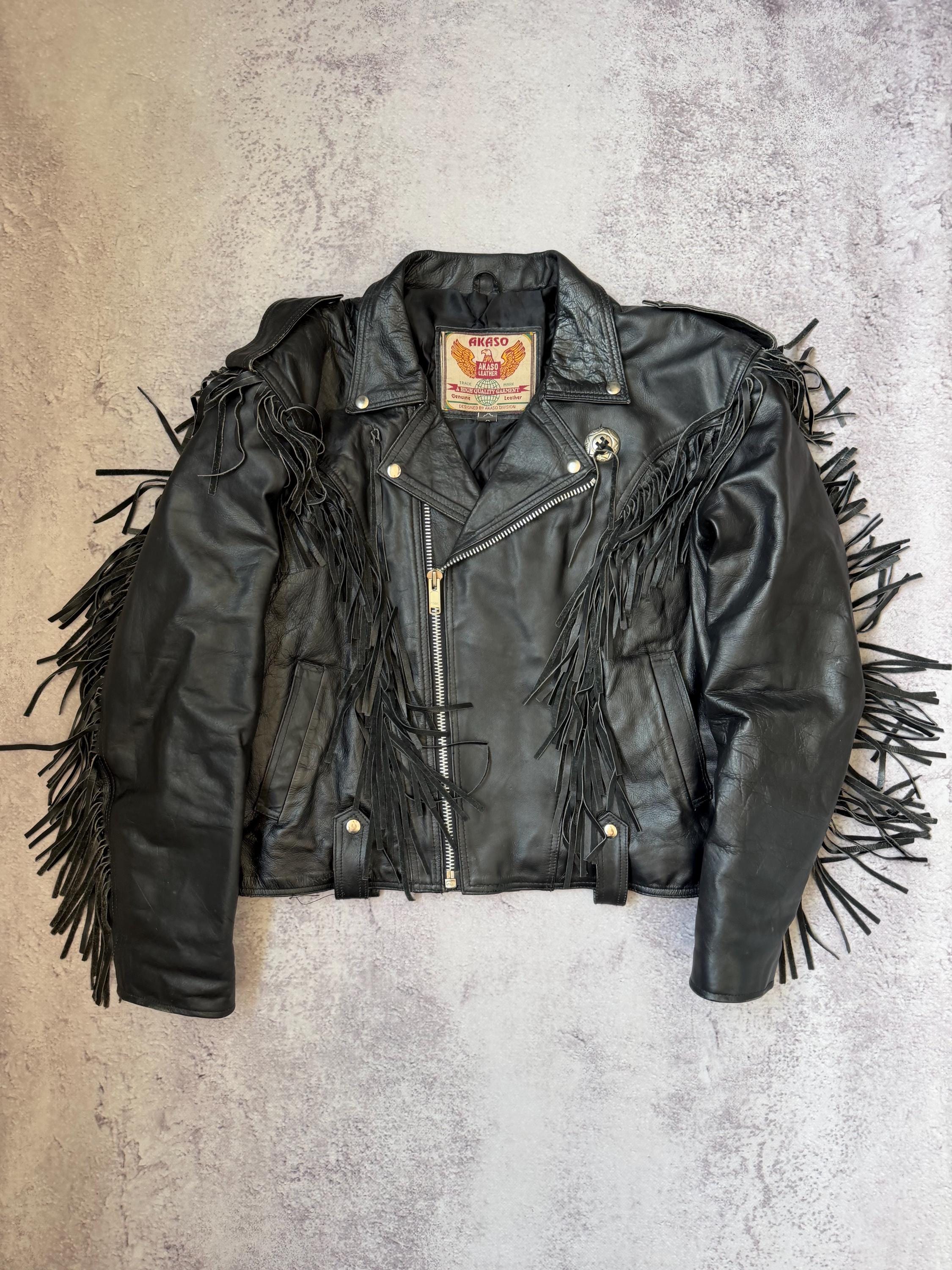 【AKASO】レザーファイアーマンジャケット A-3019 Akaso jacket - Etsy 日本