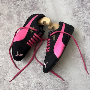 Vintage Puma Speed Cat Sneakers Black Pink Size 9 US – Made in USA – Y2K Racing Style Drift Shoes Retro Suede Motorsport Mens