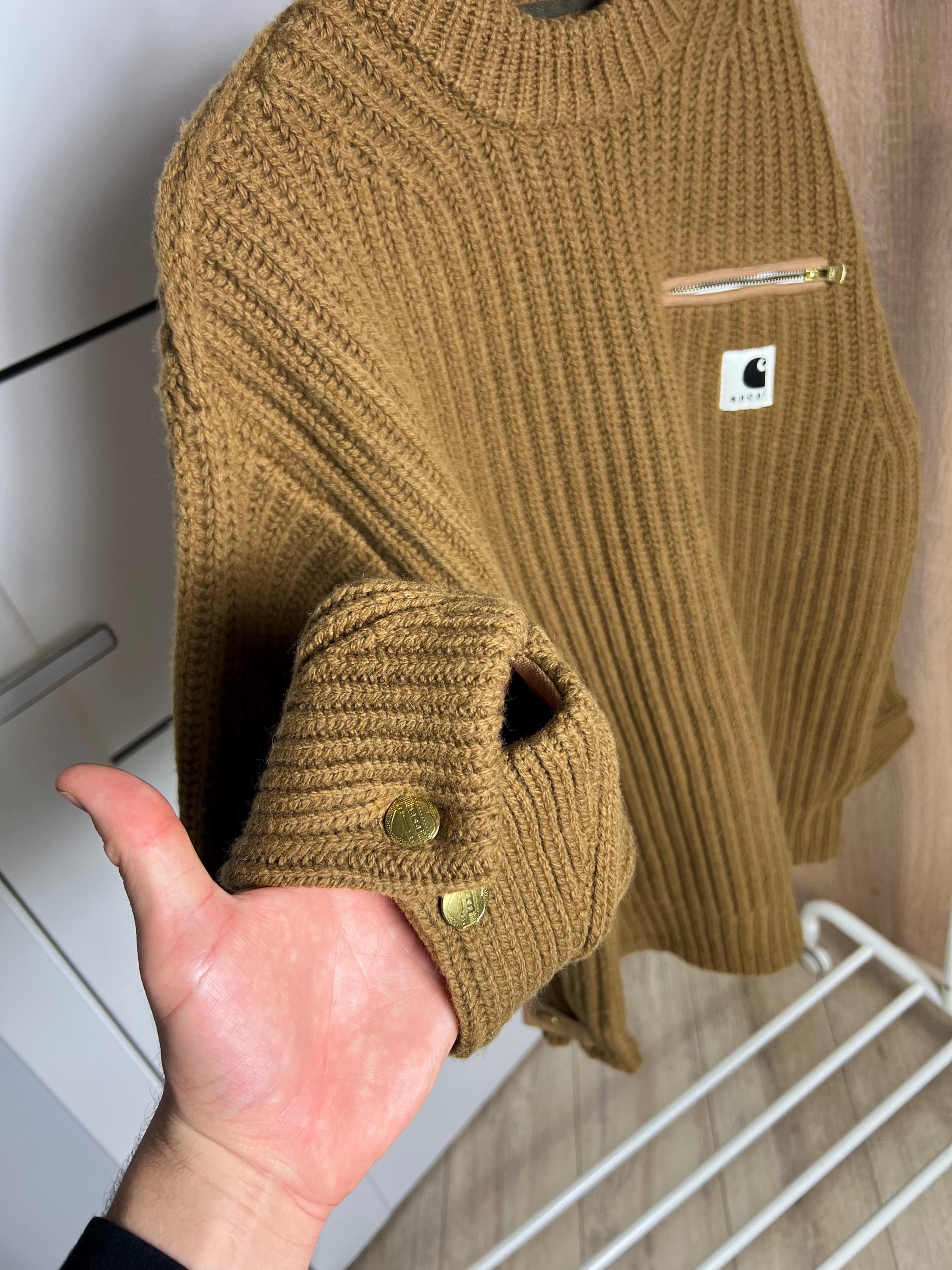 Sacai X Carhartt WIP Wool Knit Chest Pocket Sweater Brown Size L