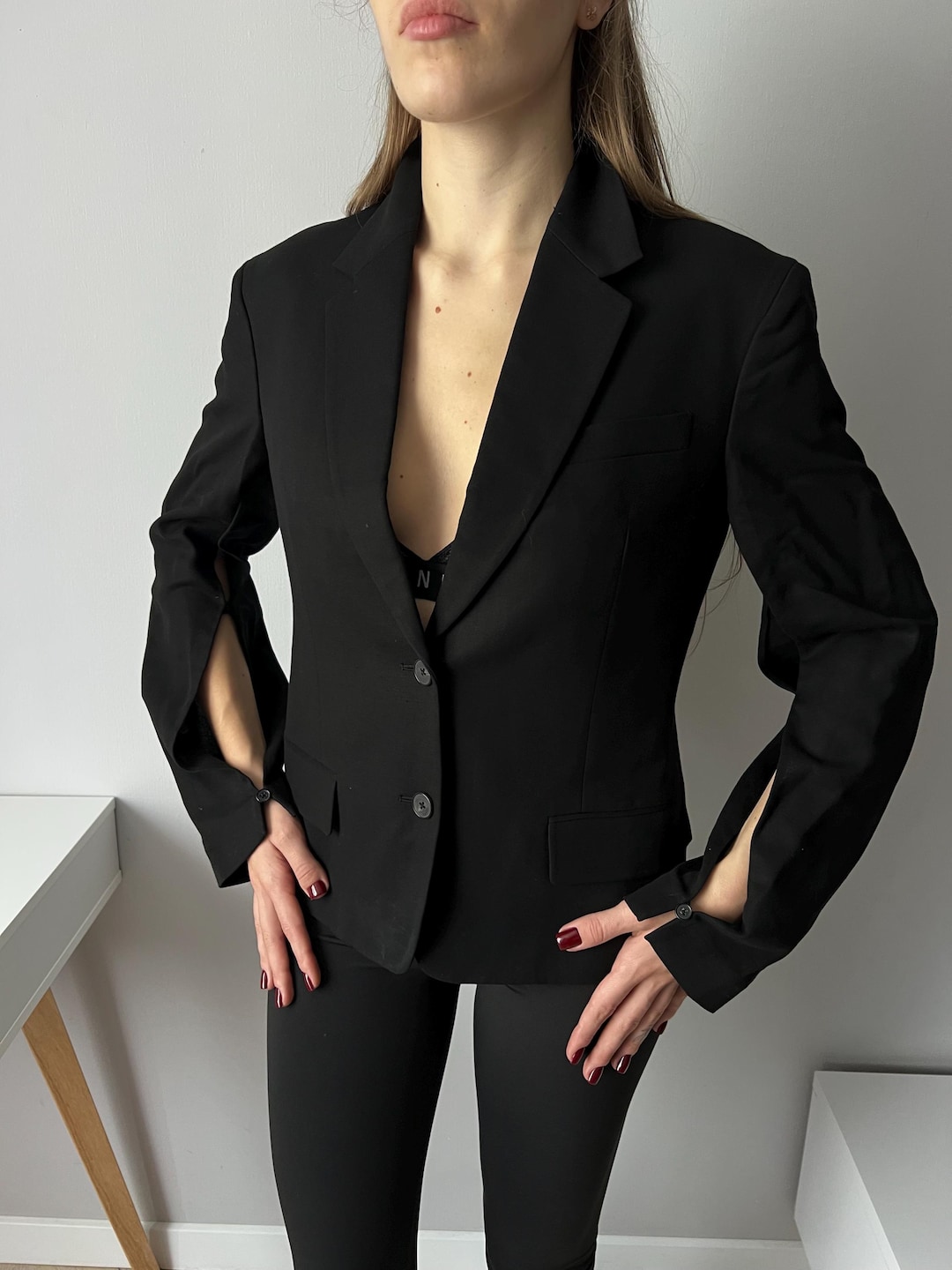 Jil Sander Black Cropped Blazer Jacket Minimalist Designer Made in