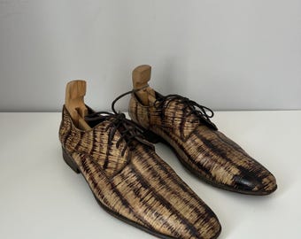 vintage Dolce & Gabbana Handmade Textured Derby Shoes Brown Black Men’s Made in Italy Uk 8.5 / US 9 / EU 42.5