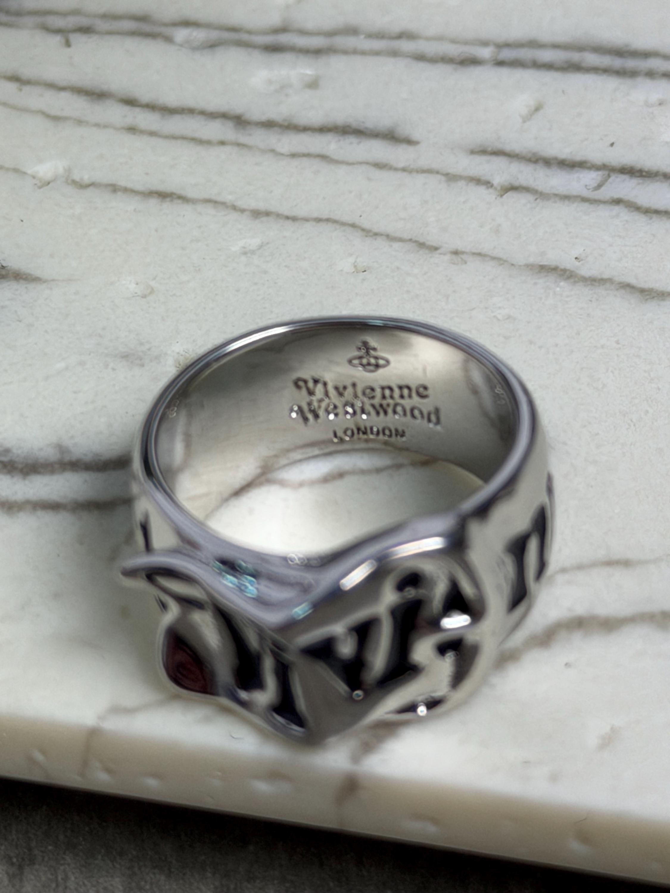 Vivienne Westwood Armor Ring Silver Tone Size 8 Unisex Statement